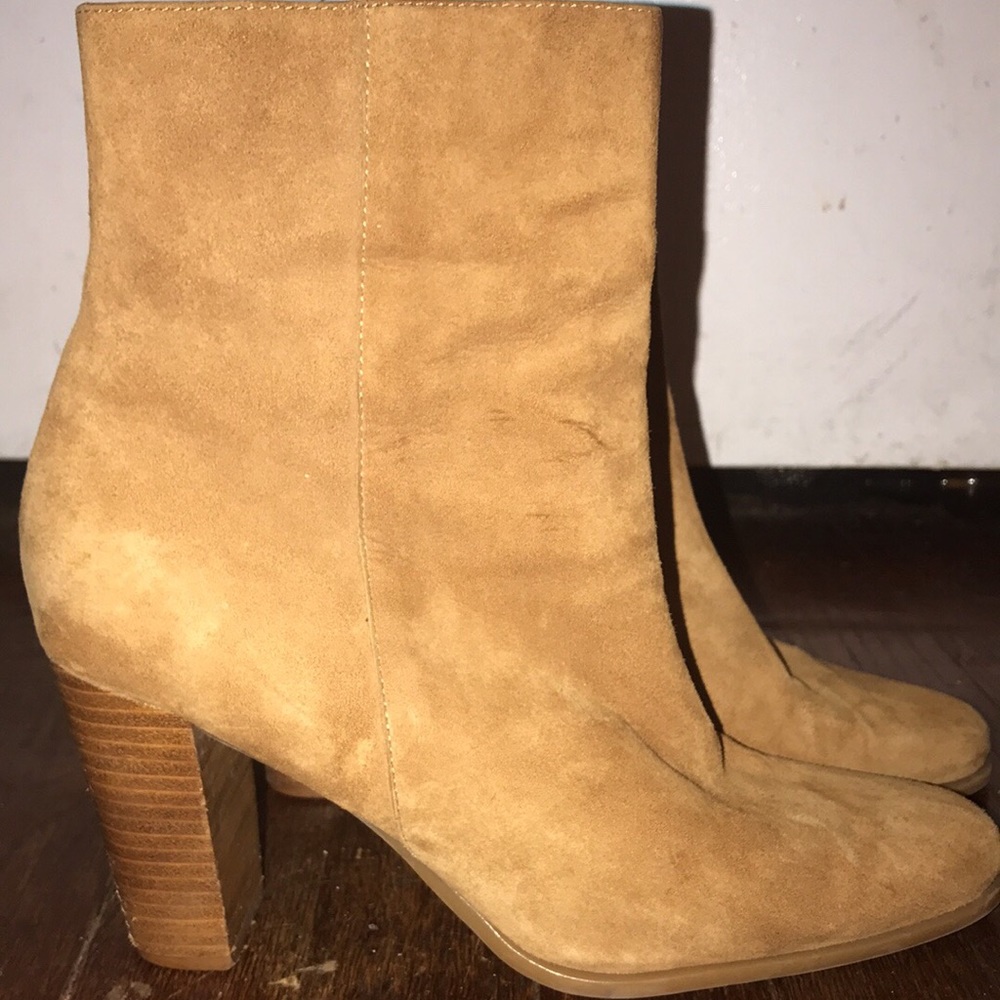 Tan faux suede booties